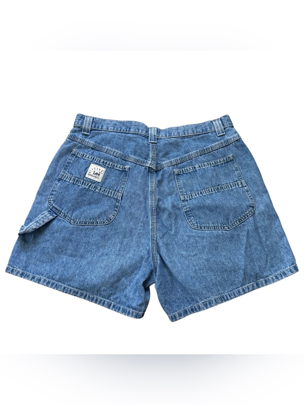 Vintage Lee Riveted Dunagrees Denim Carpenter Shorts High Waisted Mom  SZ 14 MED